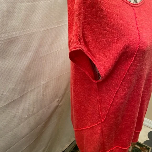 Eileen Fisher sleeveless melon orange Tunic top with asymmetrical hem size med - Picture 3 of 11